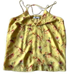 Naked Zebra Butter Yellow Floral Tank Top Women's L